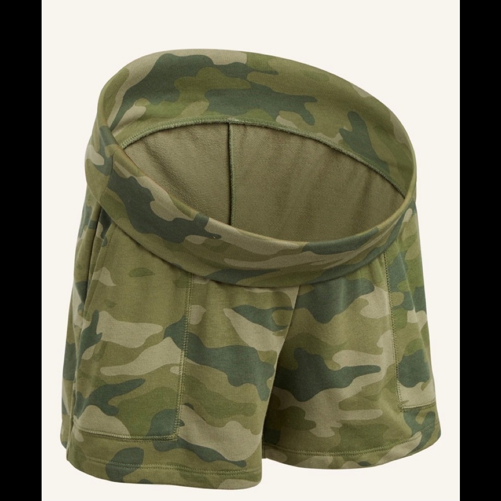 NWT Maternity rollover Waist Green Camo Shorts